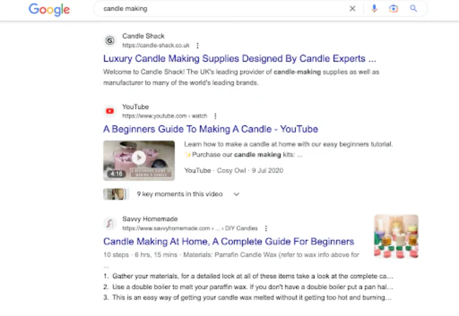 谷歌搜索candle making（蜡烛制作）的结果